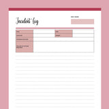 Printable Puppy Sitter Incident Log - Red