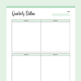 Printable Quarterly Outline - Green