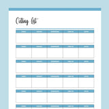 Printable Quilt Cutting List - Blue