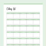 Printable Quilt Cutting List - Green