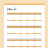 Printable Quilt Cutting List - Orange