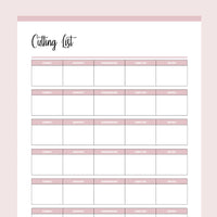 Printable Quilt Cutting List - Pink