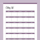 Printable Quilt Cutting List - Purple