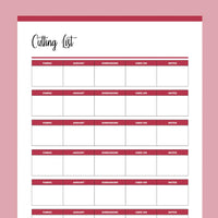 Printable Quilt Cutting List - Red