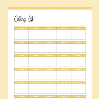 Printable Quilt Cutting List - Yellow