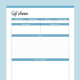 Printable Quilt Gift Giving Planner - Blue