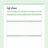 Printable Quilt Gift Giving Planner - Green