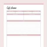 Printable Quilt Gift Giving Planner - Pink