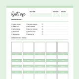 Printable Quilt Information Overview Template - Green
