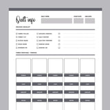 Printable Quilt Information Overview Template - Grey