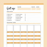 Printable Quilt Information Overview Template - Orange