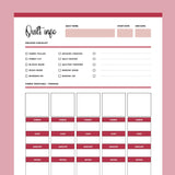 Printable Quilt Information Overview Template - Red