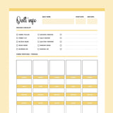 Printable Quilt Information Overview Template - Yellow
