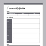 Printable Quilt Measurement Estimator - Grey