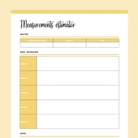 Printable Quilt Measurement Estimator - Yellow