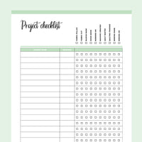 Printable Quilt Project Checklist Template - Green