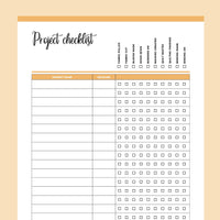 Printable Quilt Project Checklist Template - Orange