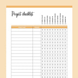 Printable Quilt Project Checklist Template - Orange