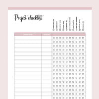 Printable Quilt Project Checklist Template - Pink