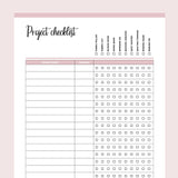 Printable Quilt Project Checklist Template - Pink