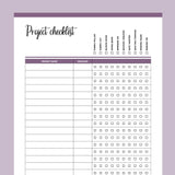 Printable Quilt Project Checklist Template - Purple