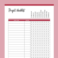 Printable Quilt Project Checklist Template - Red