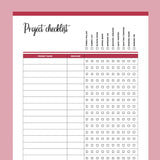 Printable Quilt Project Checklist Template - Red