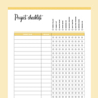 Printable Quilt Project Checklist Template - Yellow