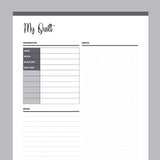 Printable Quilt Summary Journal - Grey