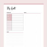 Printable Quilt Summary Journal - Pink