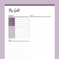Printable Quilt Summary Journal - Purple
