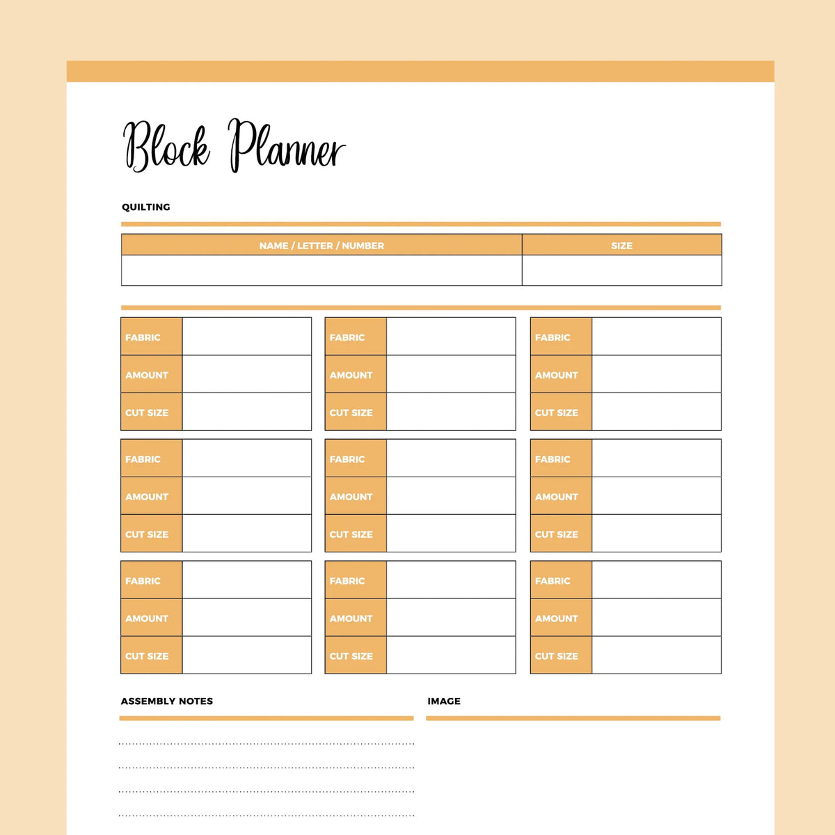 Printable Quilting Block Planner | Instant Download PDF – Plan Print Land