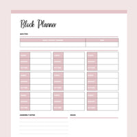 Printable Quilting Block Planner - Pink