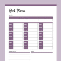 Printable Quilting Block Planner - Purple