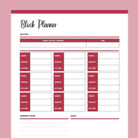 Printable Quilting Block Planner - Red