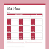 Printable Quilting Block Planner - Red