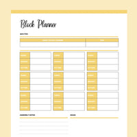Printable Quilting Block Planner - Yellow