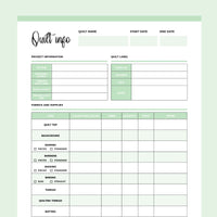 Printable Quilting Journal - Green
