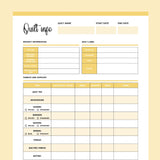 Printable Quilting Journal - Yellow