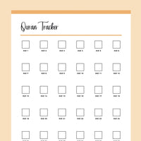 Printable Quran Reading Checklist - Orange