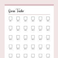 Printable Quran Reading Checklist - Pink