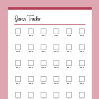 Printable Quran Reading Checklist - Red