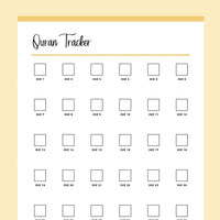 Printable Quran Reading Checklist - Yellow