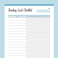 Printable Reading Goal Checklist - Blue