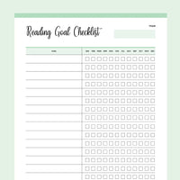 Printable Reading Goal Checklist - Green