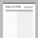 Printable Reading Goal Checklist - Grey