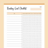 Printable Reading Goal Checklist - Orange