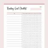 Printable Reading Goal Checklist - Pink