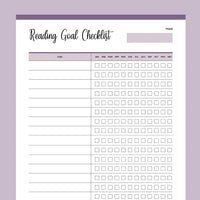 Printable Reading Goal Checklist - Purple