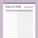 Printable Reading Goal Checklist - Purple